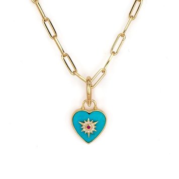 Three Stories Trust Your Heart Carved Turquoise Charm