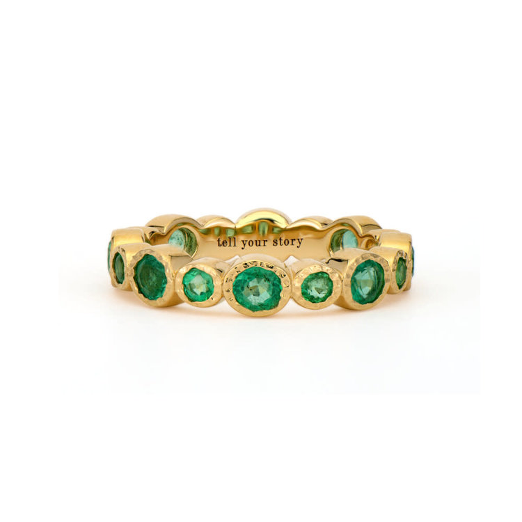 Three Stories Timeless Bezel Set Ombre Emerald Eternity Band RIng