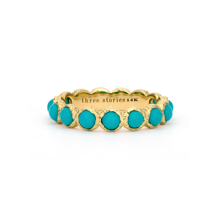 Three Stories Classic Gold and Turquoise Eternity Band Ring