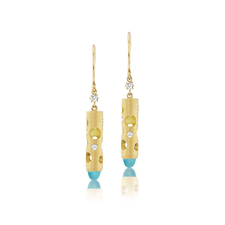 Dana Bronfman Turquoise Holly Tube Dangle Earrings