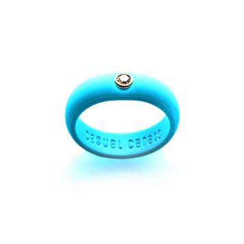 Casual Carats Cerulean Silicone with Diamond Band Ring