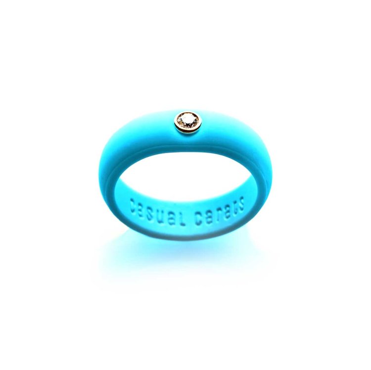 Casual Carats Cerulean Silicone with Diamond Band Ring