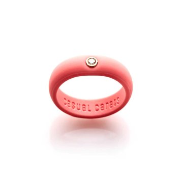 Casual Carats Coral Silicone with Diamond Band Ring