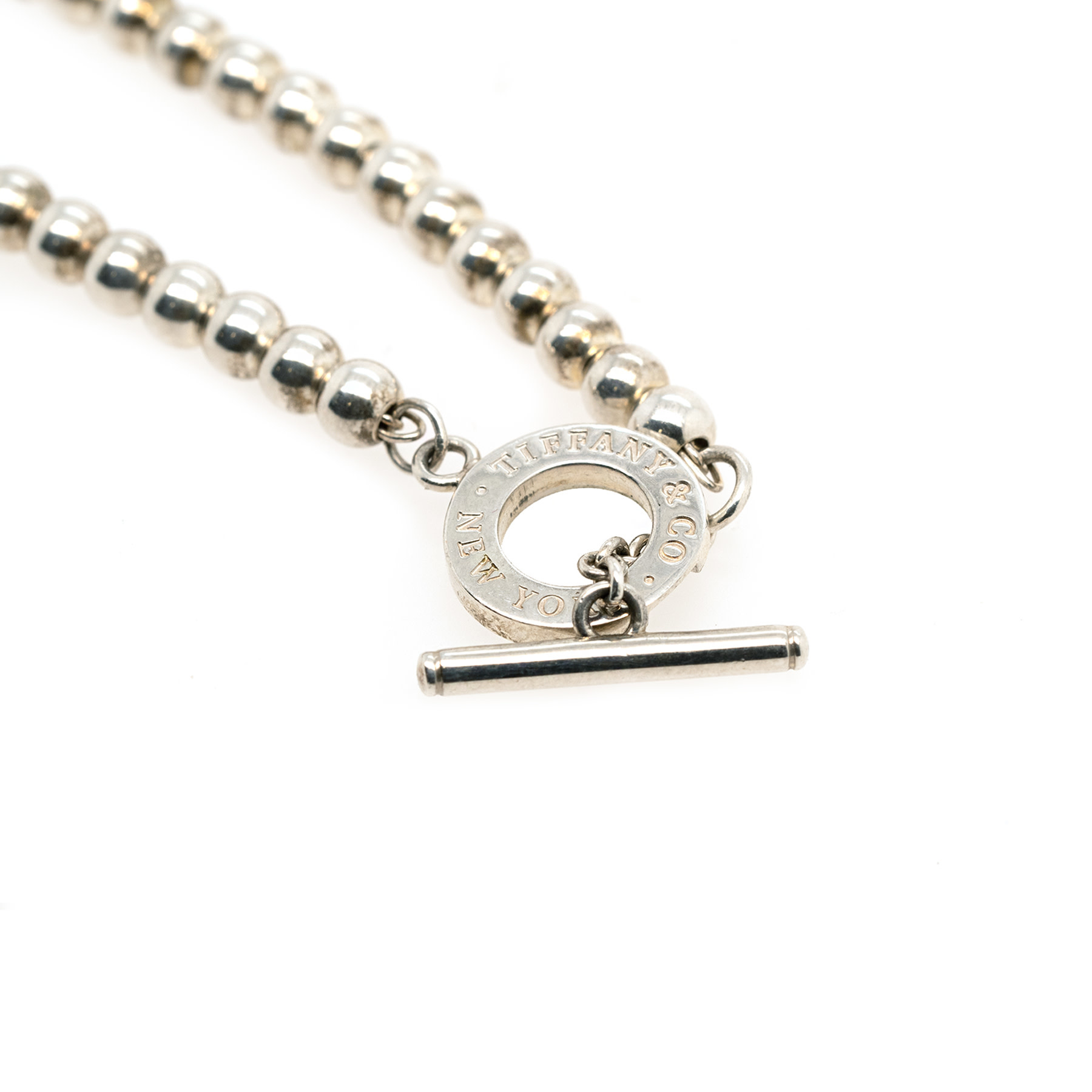 Estate Tiffany Sterling Silver Ball Toggle Necklace Element 79 Contemporary Jewelry