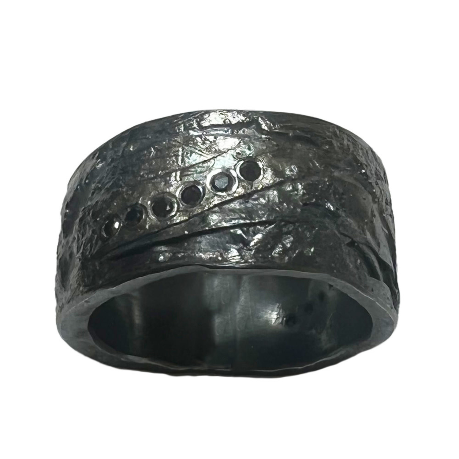 Todd Reed Men s Black Diamond Sterling Silver and Palladium Organic Band