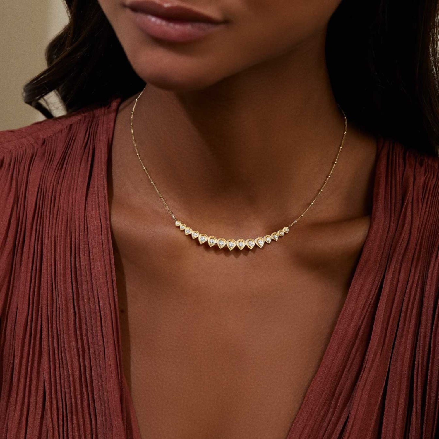 Mandala Diamond Petal Graduated Necklace Element 79 Contemporary