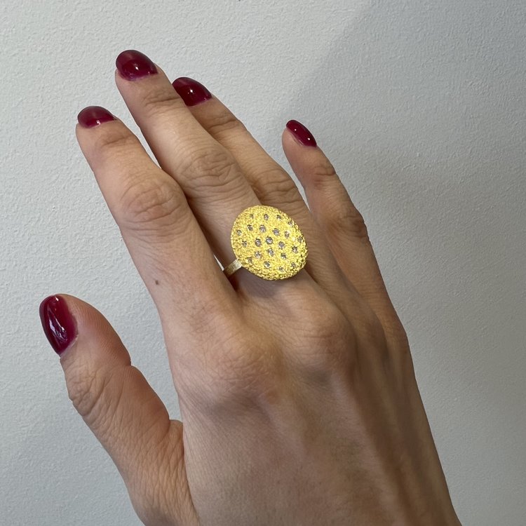 Petra Class Scattered Diamond Disk Ring