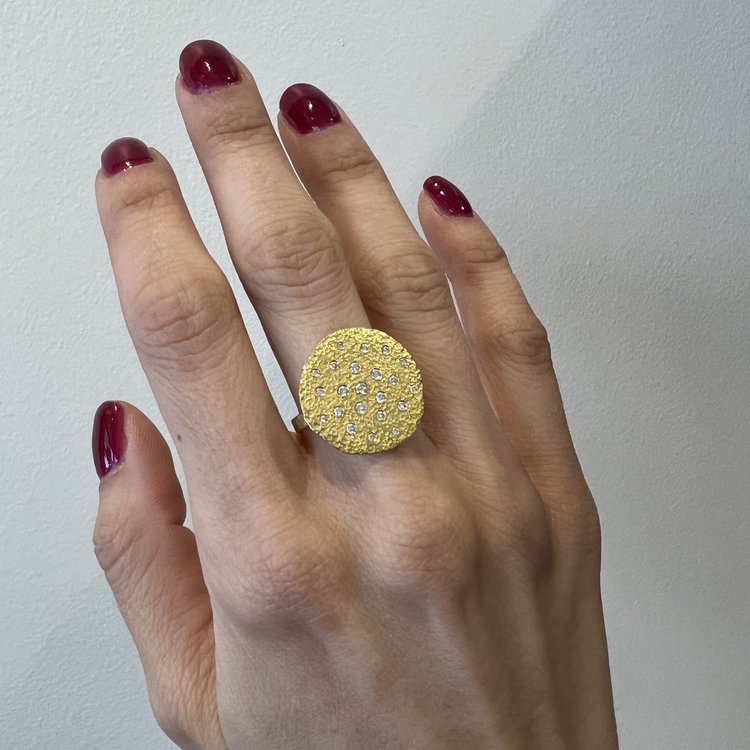 Petra Class Scattered Diamond Disk Ring