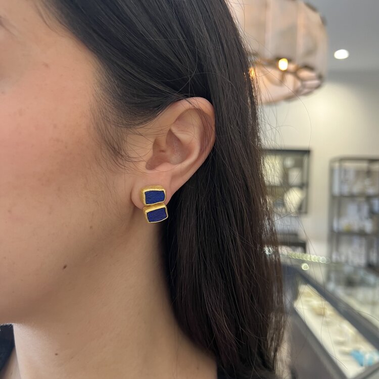 Petra Class Small Lapis Rough Stack Earrings