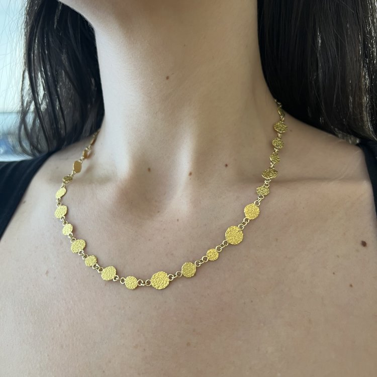 Petra Class Gold Silk Textured Platelet Necklace