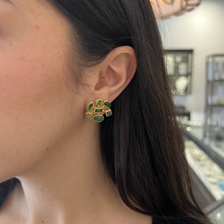 Petra Class Green Tourmaline Wheel Earrings