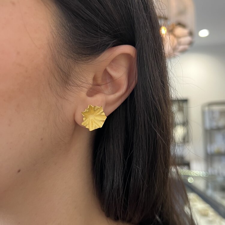 Petra Class Tiny Gold Lotus Leaves Earrings