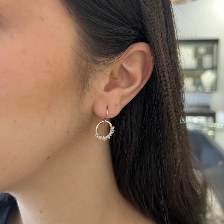 Dana Kellin Small Silver Hoop with Herkimer Diamond Earrings