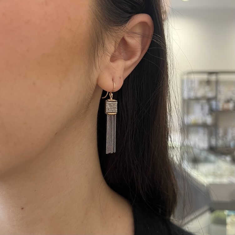 Dana Kellin Silver Fringe and Diamond Pave Drop Earrings