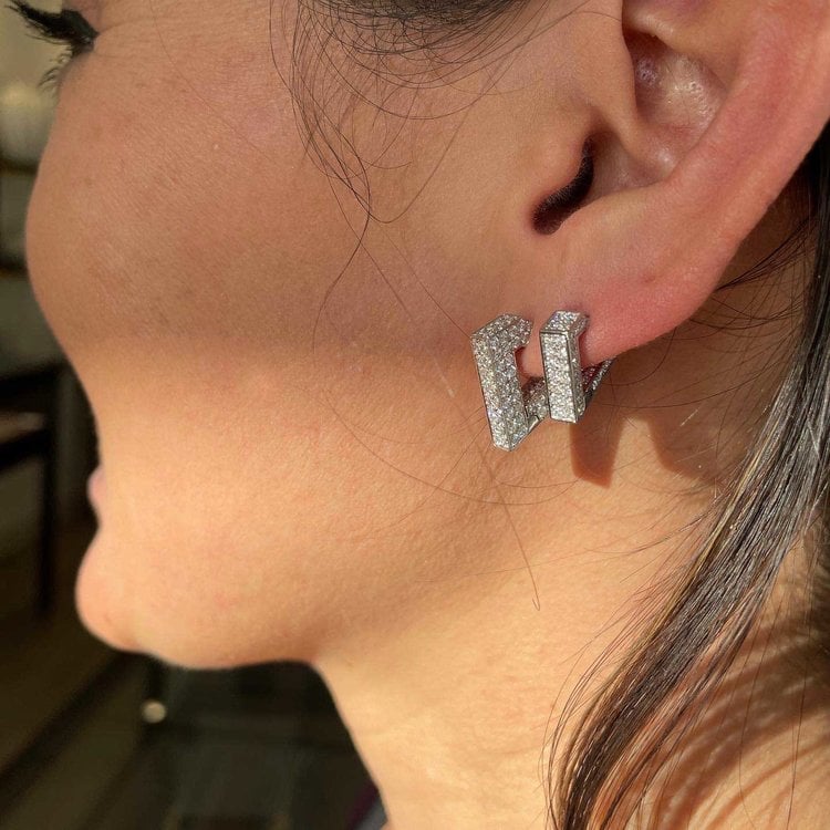 Dries Criel White Gold Brute Diamanti Earrings