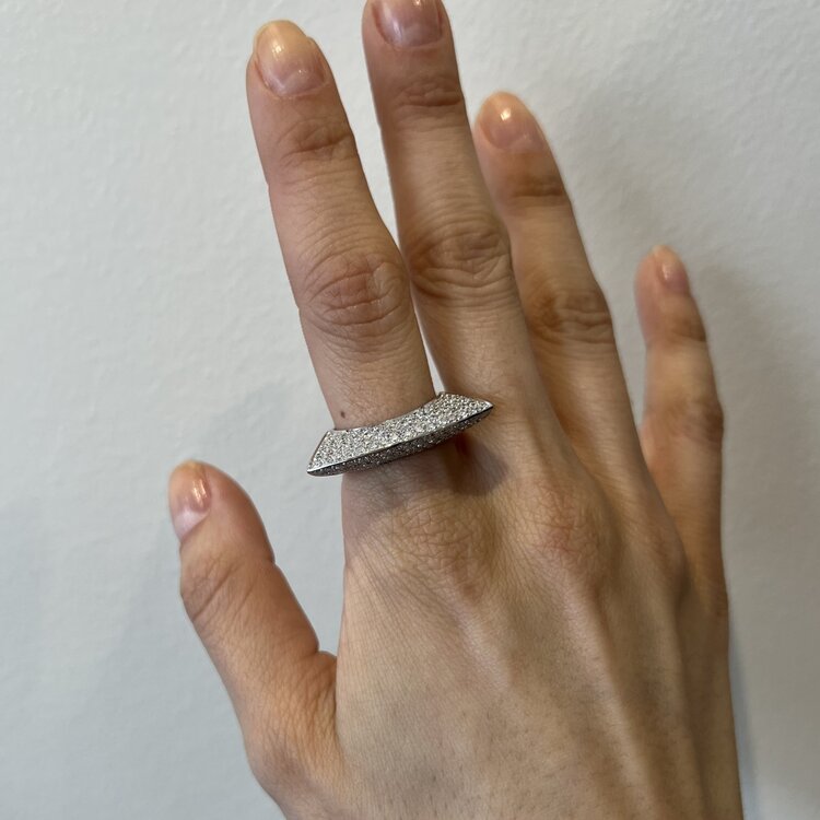 Dries Criel White Gold and Diamond Lotus Ring