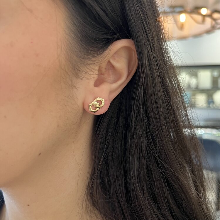 Dries Criel Yellow Gold Bond Signature Stud Earrings