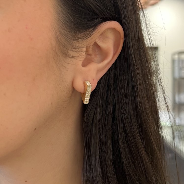 Dries Criel Yellow Gold and  White Diamond Brute Diamanti Earrings