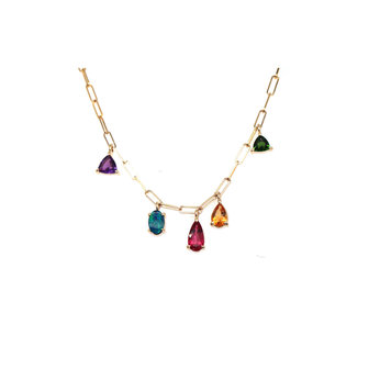 M. Spalten Amethyst, Opal, Pink Tourmaline, Citrine and Chrome Diopside Gemfetti Necklace