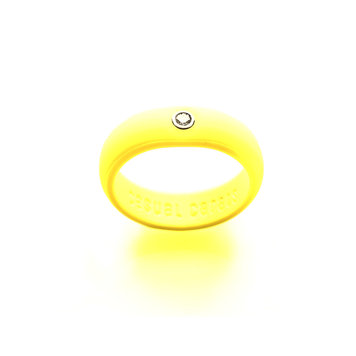 Casual Carats Lemon Silicone with Diamond Band Ring