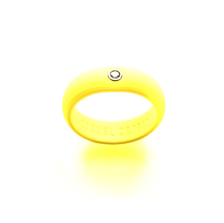 Casual Carats Lemon Silicone with Diamond Band Ring