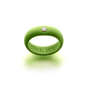 Casual Carats Olive Green Silicone with Diamond Band Ring (.07ct)