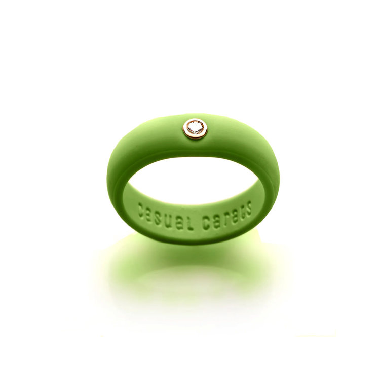 Casual Carats Olive Green Silicone with Diamond Band Ring (.07ct)