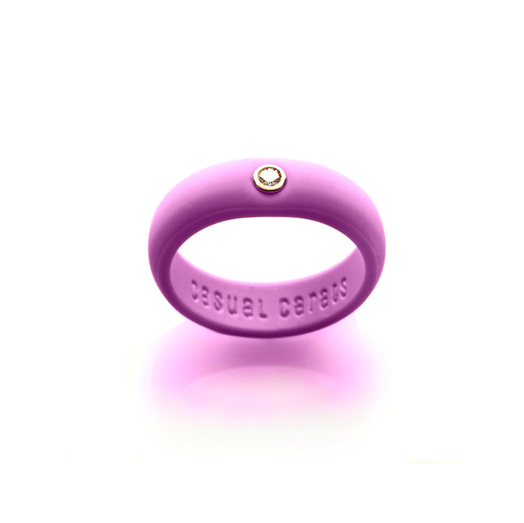 Casual Carats Orchid Silicone with Diamond Band Ring