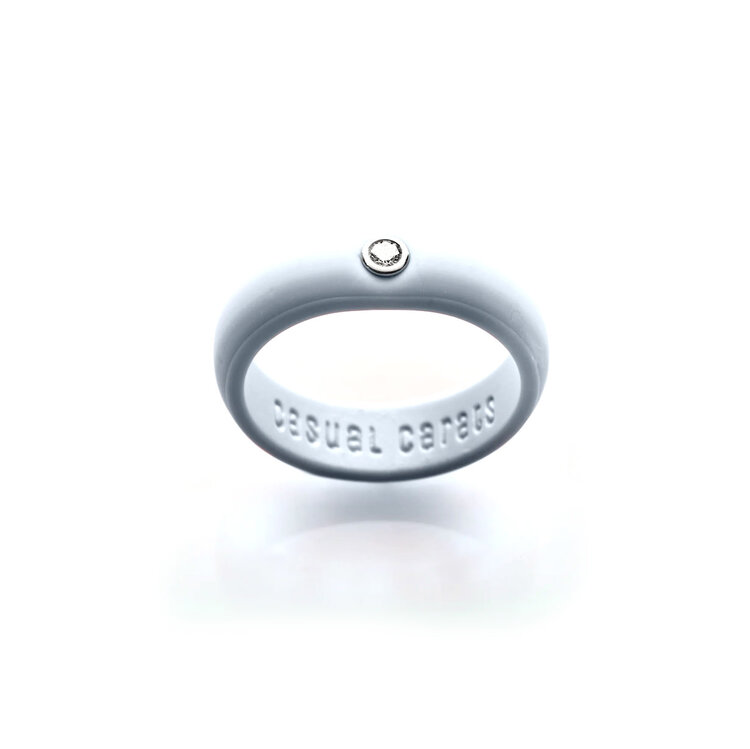 Casual Carats Powder Blue Silicone with Diamond Ring Band