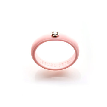 Casual Carats Sakura Pink Silicone with Diamond Band Ring