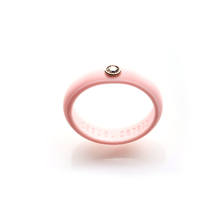 Casual Carats Sakura Pink Silicone with Diamond Band Ring