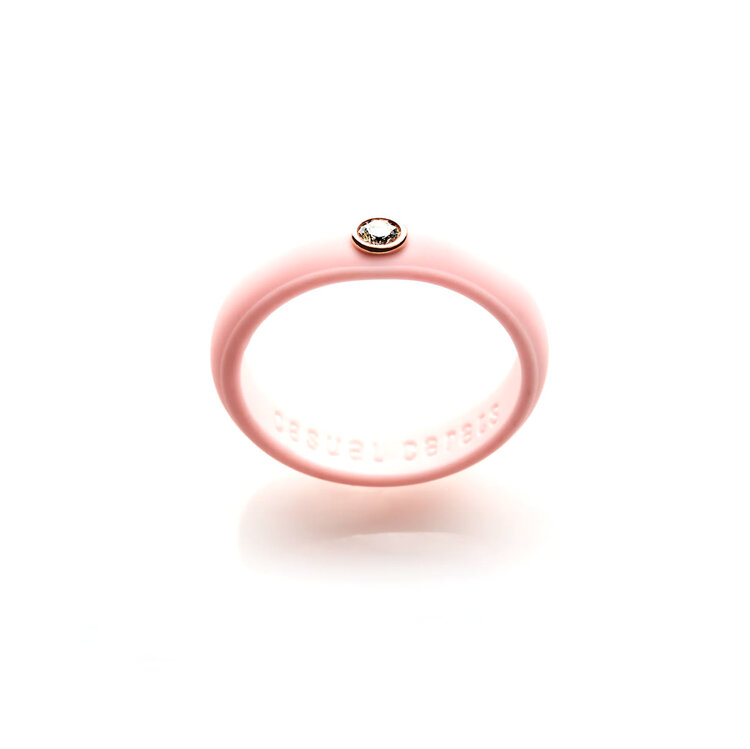Casual Carats Sakura Pink Silicone with Diamond Band Ring