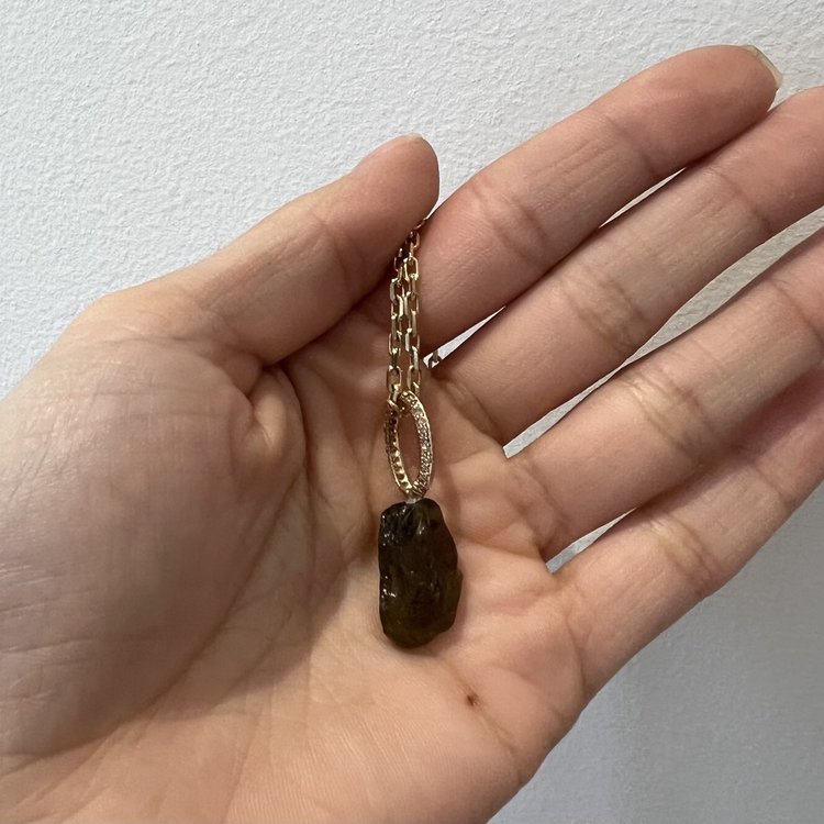 Just Jules Rough Green Tourmaline Charm with Diamond Bail