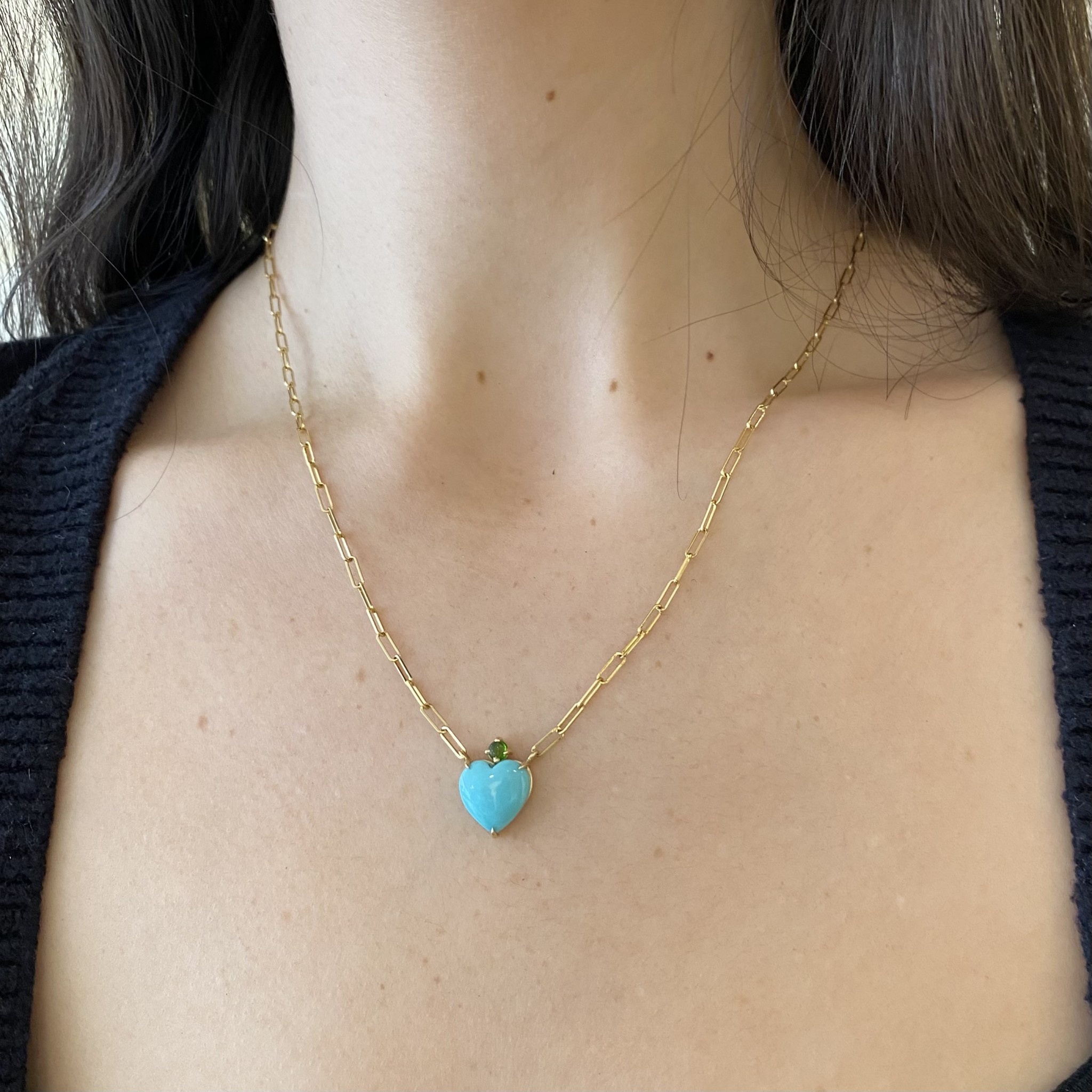 Single Turquoise Heart Gemfetti Necklace - Element 79 Contemporary Jewelry