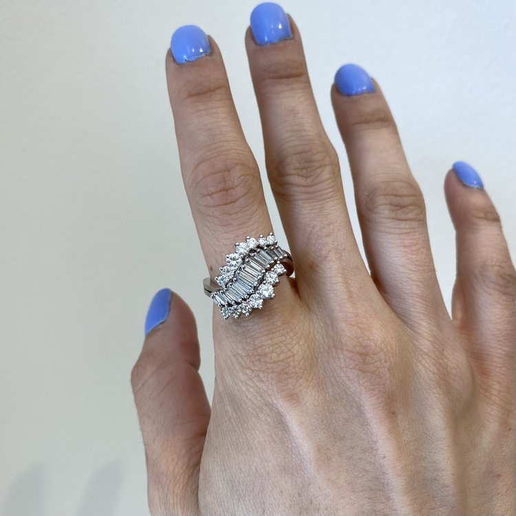 Vintage and Estate Platinum and Diamond Cocktail Ring