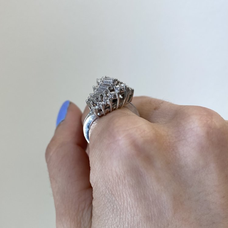 Vintage and Estate Platinum and Diamond Cocktail Ring