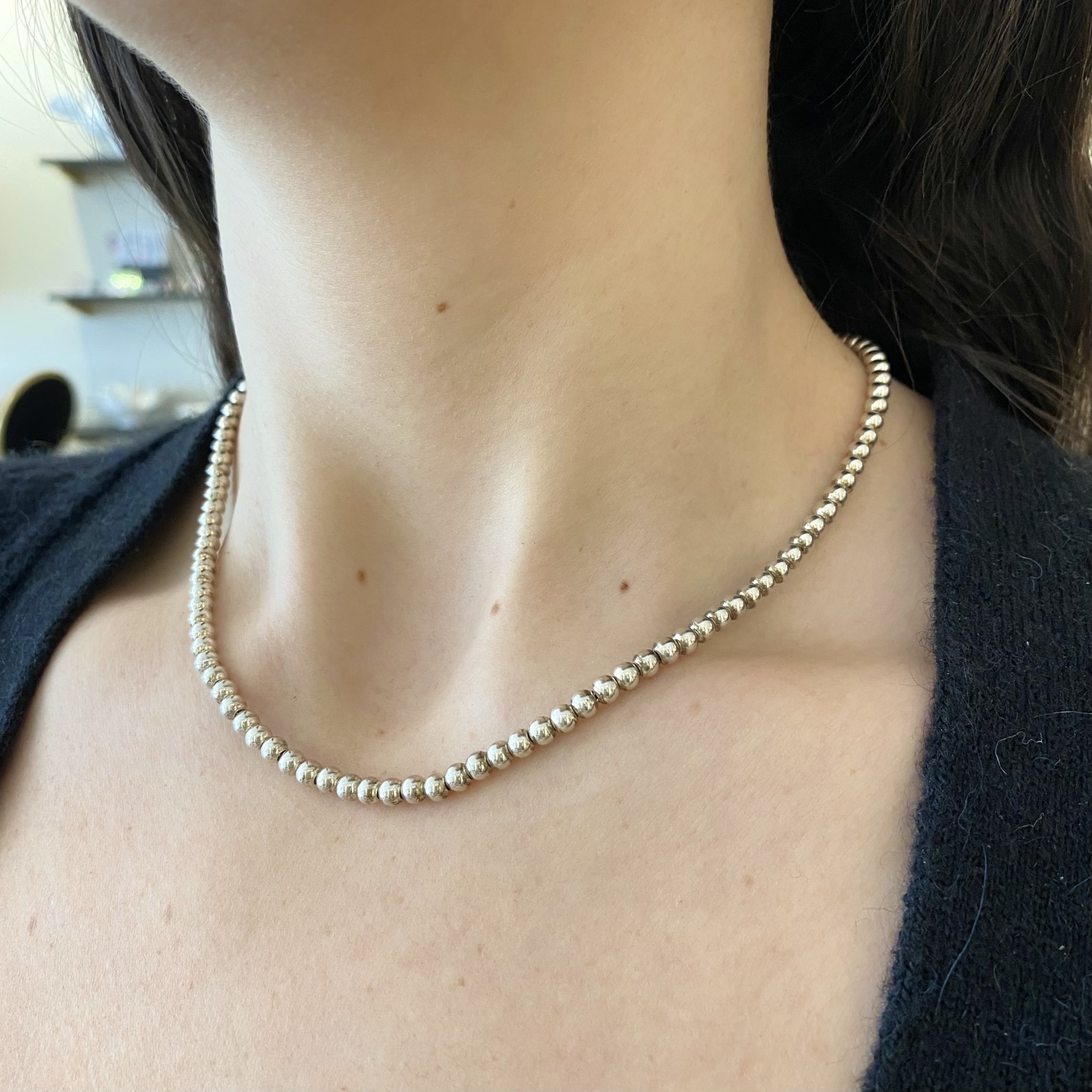 Navajo Pearls | Presley Haley Navajo Silver Bead Necklace