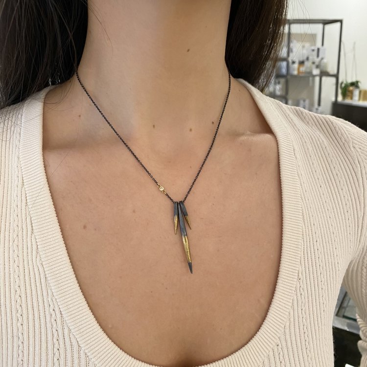 CFJ Fusion Triple Quill with Diamond Pendent Necklace