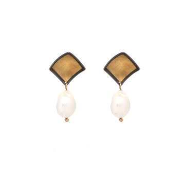 CFJ Fusion Marquis Earrings with Baroque Pearls Small