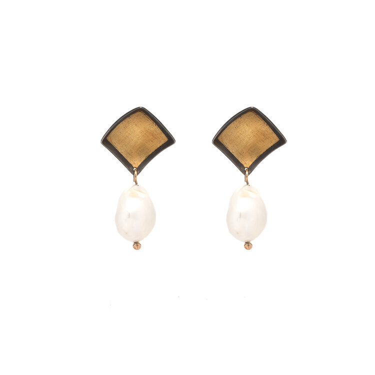 CFJ Fusion Marquis Earrings with Baroque Pearls Small