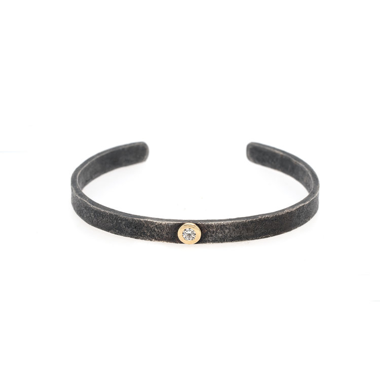 CFJ Fusion Single Bezel-Set Oxidized Diamond Cuff