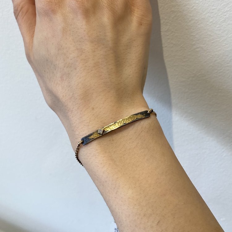 CFJ Fusion Princess-Cut Diamond and Gold ID Bracelet