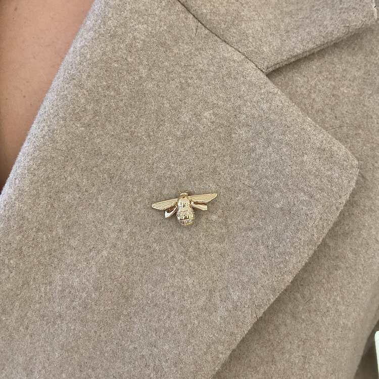 CFJ Bees Gold Bee Lapel Pin with Diamonds