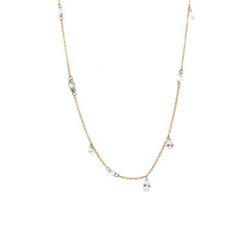 Yellow Gold Floating Pearl Necklace With Diamond Station – Unforgettable  Jewelry