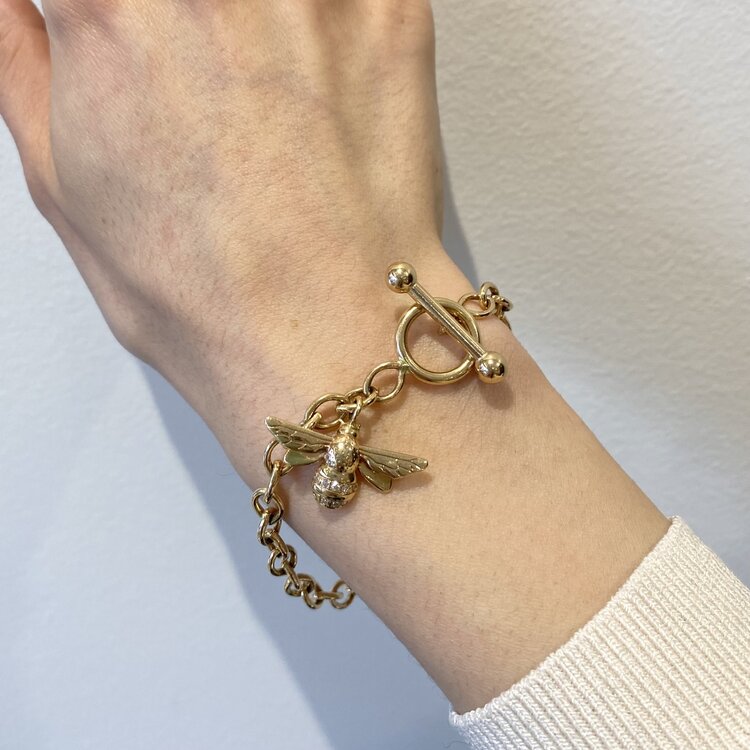 CFJ Bees Charm Bracelet Bombus Small Gold w Diamond