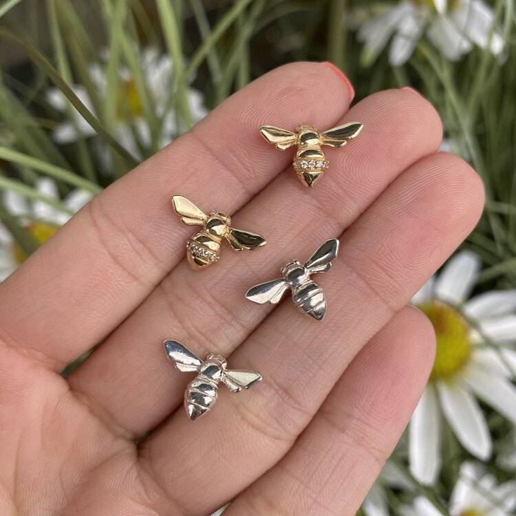 CFJ Bees Silver Tiny Bee Studs