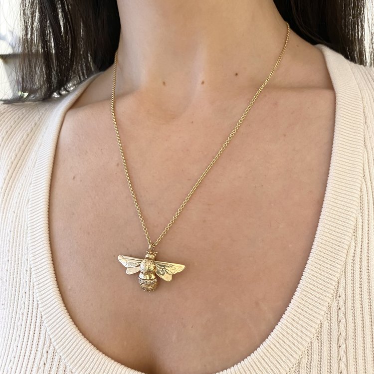 CFJ Bees Bombus Pendant Large Gold with Diamonds