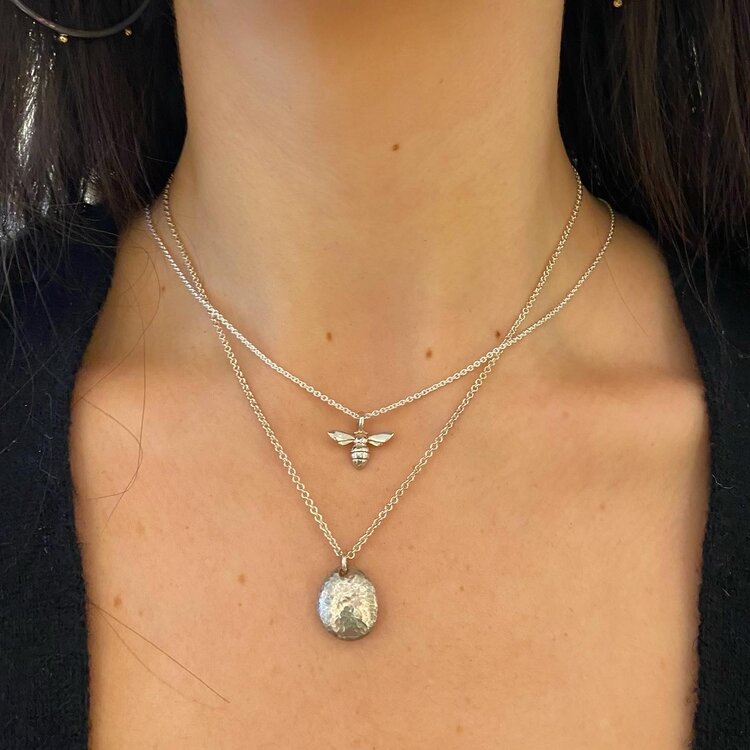 CFJ Bees Tiny Bee Pendant  Silver
