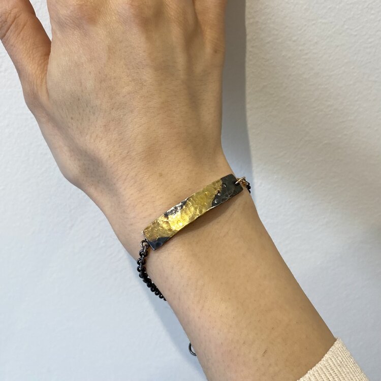 CFJ Fusion ID Bracelet / 10mm Silver Plate w 3 Tiny Diamonds w Silver Bracelet