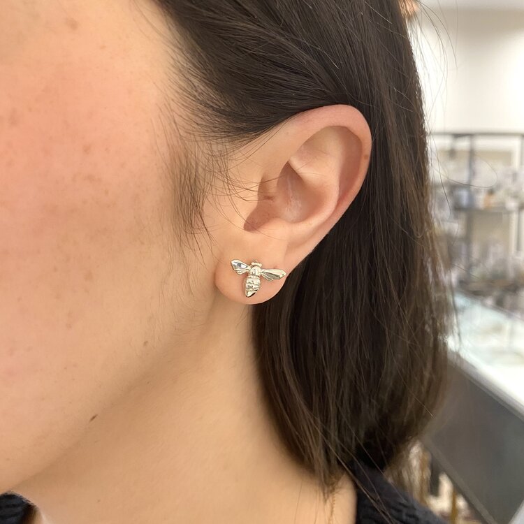 CFJ Bees Silver Tiny Bee Studs